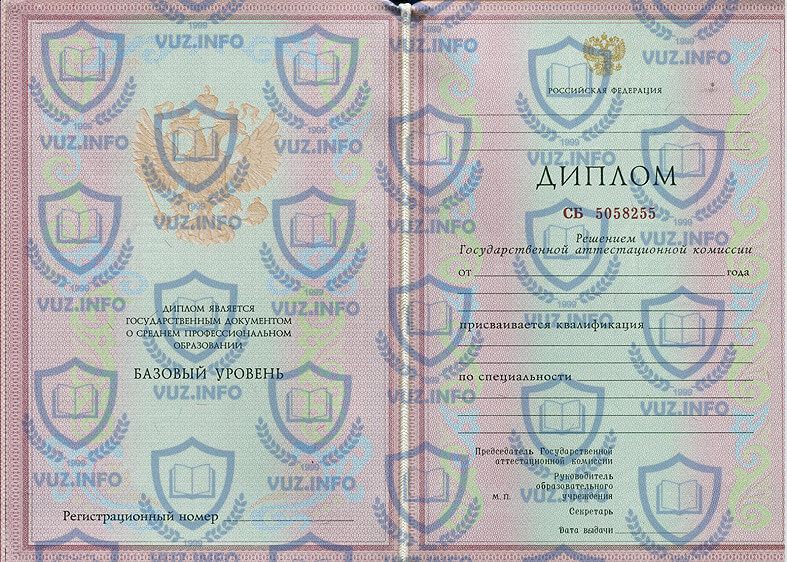 Диплом техникума, колледжа 2002 2003 2004 2005 2006 2007 годов