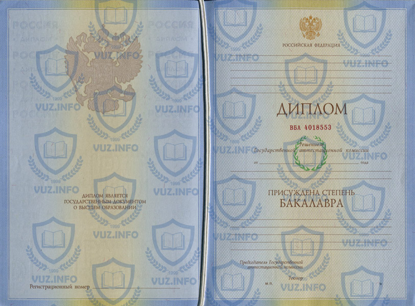 Диплом степени Бакалавра 2009 2010 годов окончания